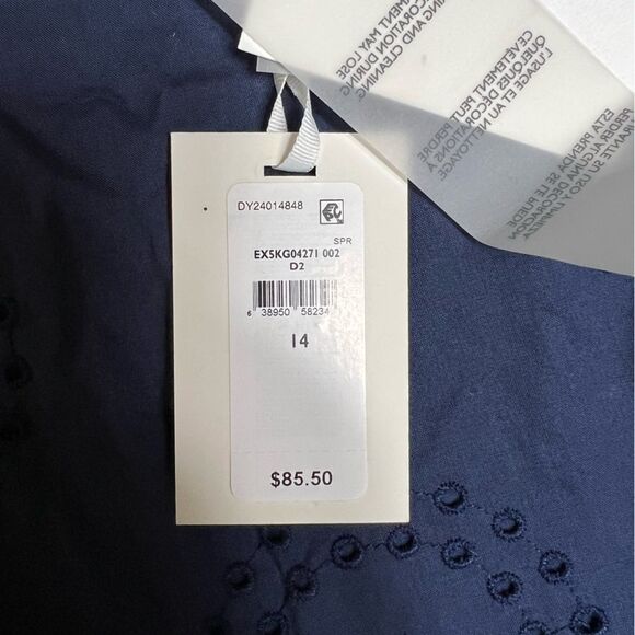 Tommy Hilfiger Navy Blue Short Sleeve Eyelet Dress Girls Size 14 NWT - Picture 5 of 9